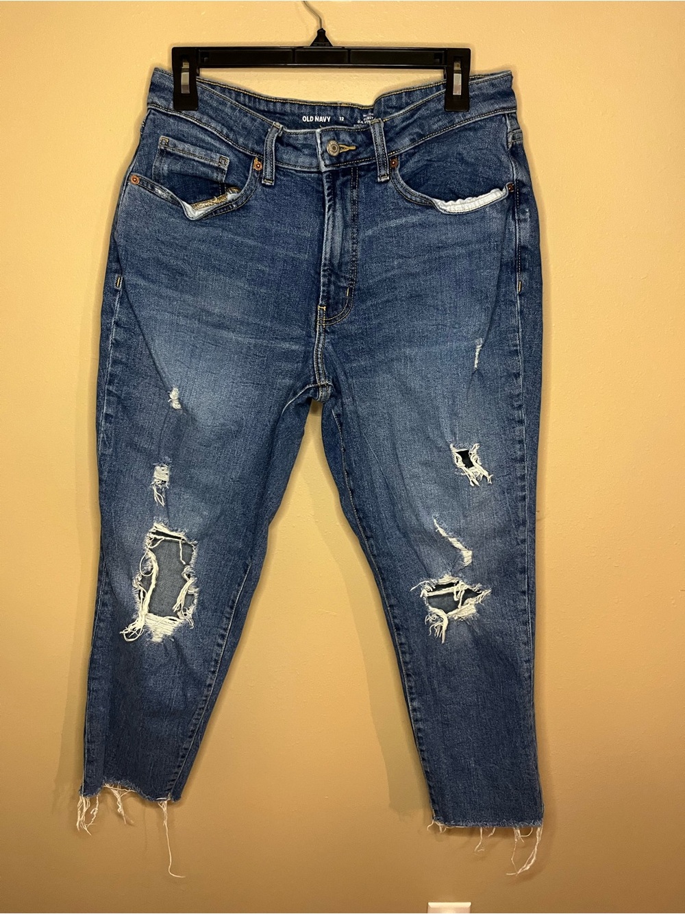 Old Navy Women’s Distressed Dark Blue Ripped Jeans